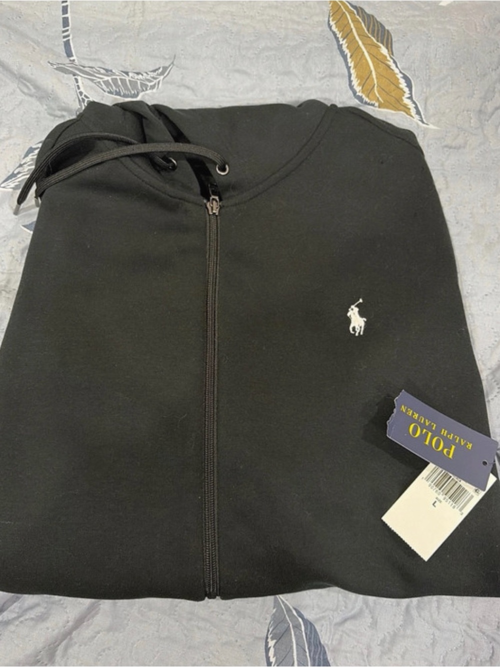 Ralph Lauren Men’s Black Zip-Up Hoodie with White Polo Pony